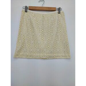 Fossil Evan Beautiful 100% Cotton Cream Lace Skirt Size 2